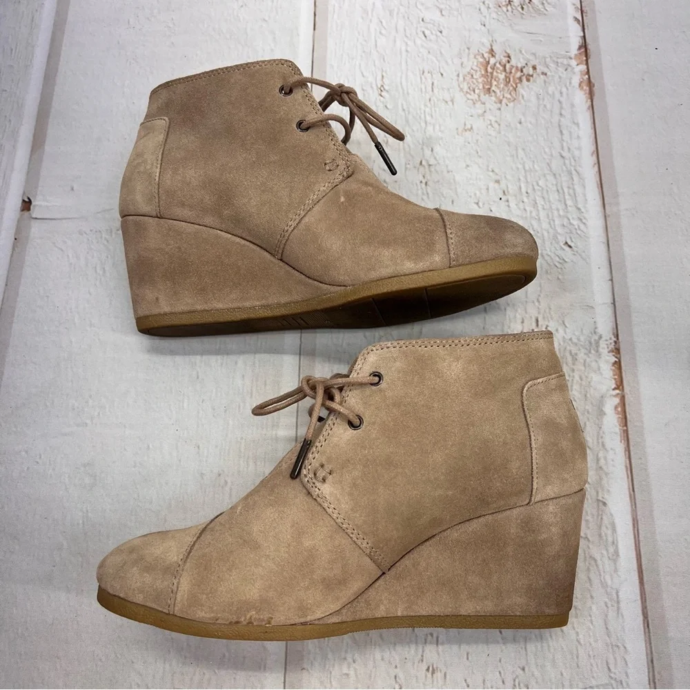 TOMS Women's Black Suede Desert Wedges SIZE‎ 10